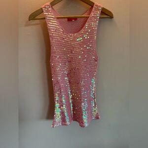Pink Sequin Sleeveless Top size medium so cute!